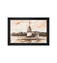 Kız Kulesi Motifli Kanvas Tablo 80 x 110 cm Siyah Çerçeve