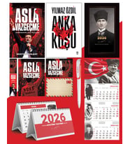 Asla Vazgeçme - Ayraç - Kartpostal - Poster - Anka Kuşu -  2026 Ajanda Kalpaklı - Ay Yıldız Duvar Takvimi - Masa Takvimi