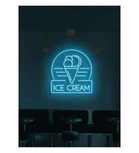 ICE CREAM Yazılı ve Şekilli Neon Tabela