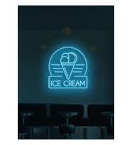ICE CREAM Yazılı ve Şekilli Neon Tabela