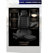dacia sandero stepway 2013 Koltuk ve Kılıf uyumlu Siyah Lüks Yastık Minder 2 Minder 2 Yastık