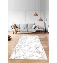 Bakır Prizma Kaymaz Tabanlı Makinede Yıkanabilir Halı RV025 - 100 x 160 cm