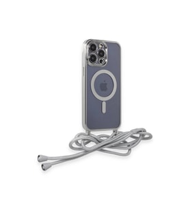 İphone 12 Pro Kılıf Divo Lazer Askılı Magsafe Kapak - Gümüş