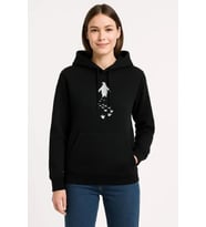 Nihilist Penguen Temalı Oversize Kapüşonlu Sweatshirt - Siyah