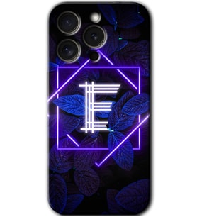 İphone 15 Pro Kılıf HD Desen Baskılı Kılıf - Dark Neon Yaprak E Harfi
