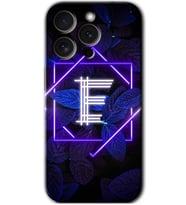 İphone 15 Pro Kılıf HD Desen Baskılı Kılıf - Dark Neon Yaprak E Harfi