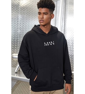 Unisex Man Baskılı Sweatshirt (Siyah)