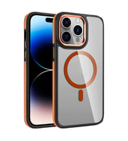 Apple iPhone 14 Pro Uyumlu Kılıf M-safe Şarj Özellikli Mat Görünümlü Zore Solo Kapak (Turuncu)
