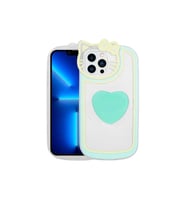 Apple iPhone 12 Pro Max Uyumlu Kılıf Kedi Figürlü Transparan Pop Soketli Zore Ritmik Kapak (Turkuaz)