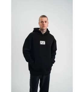 Unisex Kapşonlu Uzun Kol Patchli Nakışlı SweatShirt - Siyah