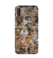 Samsung Galaxy M21 Uyumlu Aesthetic Sanatsal Kolaj Desenli Şeffaf Telefon Kılıfı