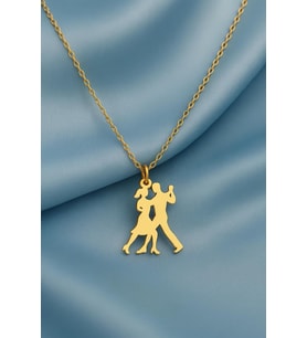 Kişiye Özel Romantik Dans Eden Çift Kolye 925K Gümüş (Gold)