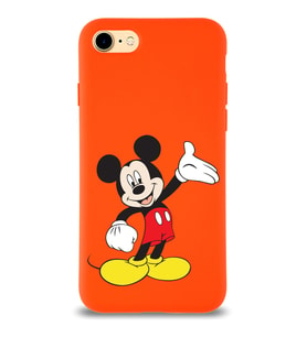 Apple iPhone SE 2022  Lansman Kılıf Mickey Mouse Tasarımlı Altı Kapalı İçi Kadife Kaplı  Kapak (Şeffaf)
