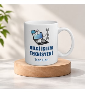 Kişiye Özel İsimli Bilgi İşlem Teknisyeni Meslek Kupa Bardak