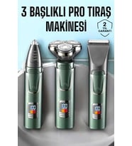 3 Başlıklı Profesyonel Saç Sakal Bakım Seti Vücut, Burun Kulak Tüy Alma