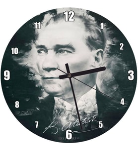 Cakatablo Mustafa Kemal Atatürk Portresi Ve İmzası Görseli Duvar Saati
