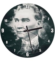 Cakatablo Mustafa Kemal Atatürk Portresi Ve İmzası Görseli Duvar Saati