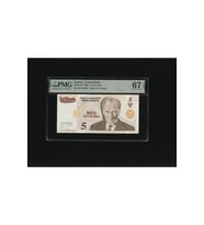Beş Yeni Türk Lirası 5 YTL P217 2005 PMG 67 EPQ SUPERB GEM UNC S/N F82 204354 8. EMS 1. Tertip