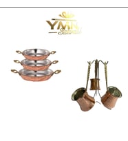 Bakır 3 Boy Tava Seti 14-16-18 Cm , 3 Boy Bakır Cezve Seti 2-3-4 Fincanlık