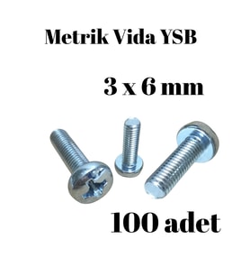 Metrik Vida YSB 3X6  100 Adet Yıldız Silindir Başlı Vida