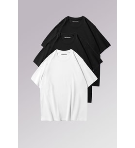 Erkek Siyah Beyaz %100 Pamuklu 3’lü T-shirt Paketi
