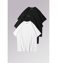 Erkek Siyah Beyaz %100 Pamuklu 3’lü T-shirt Paketi