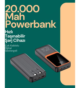Taşınabilir Şarj Cihazı 20000 mAh 22.5W Hızlı Şarj + Dijital Ekran + Kablo Dahil