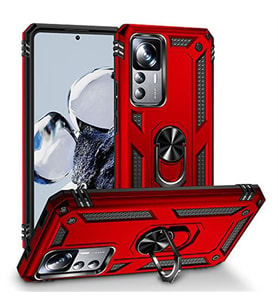 Coverzone Xiaomi Mi 12T ile uyumlu K?l?f Z-Vega Shockproof Standl? Y�z�k Tutuculu Mega Case Kapak (K?rm?z?)