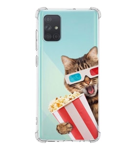PrintiFy Samsung Galaxy A71 Uyumlu Kedi 1 Baskılı Şeffaf Köşe Korumalı Antişok Kılıf