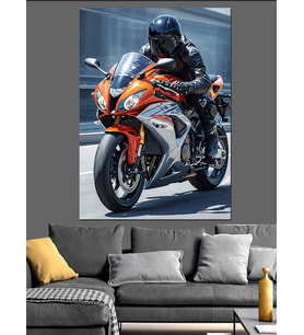 Yarış Motosikleti Sürücüsü Spor Dekoratif Kanvas - Mdf Ahşap Tablo