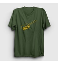 Presmono Unisex Haki Logo Rock Guitar T-Shirt 382791tt (Haki)