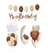 Retro Doğum Günü Seti, YARIM AY, Kalp Folyo ve Lateks Balon