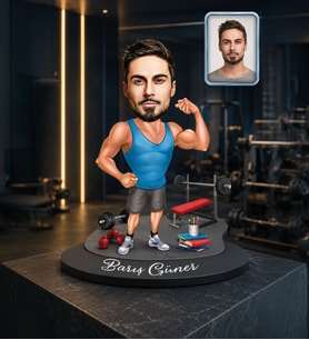 Kişiye Özel Sporcu Karikatürlü Ahşap Biblo