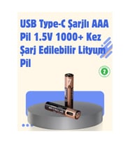 USB Type-C Şarjlı AAA Lityum Pil 1000+ Şarj Döngüsü ile Uzun Ömür