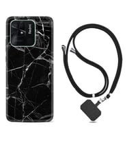 Xiaomi Poco X3 Pro M4 Pro X4 Pro C40 10C Kılıf Boyun Askılı Silikon Fragile Black Mermer 1378