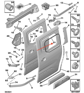 Psa Citroen Berlingo 3 / Classic Peugeot Partner 3 ve Tepee Arka Kapı Cam Fitili 9824027780