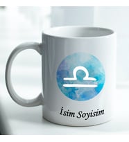 Kişiye Özel İsim ve Fotoğraf Baskılı Terazi Burçlu Kupa Bardak No:002