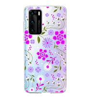Huawei P40 Uyumlu Kapak Flowers Tasarımlı Şeffaf Silikon Kılıf