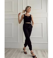 Kadın Beli Tünelli Pantolon Siyah