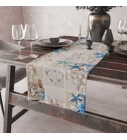 Alkanhomes Deniz Yıldızı ve Midye Desenli Dekoratif Runner