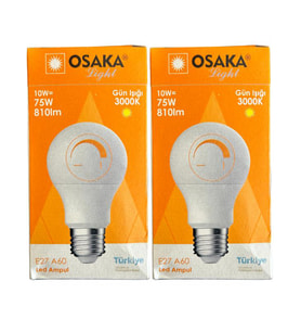 Osaka 10W (75W) 3000K (Günışığı) E27 Duylu Dim Edilebilir Led Ampul (2 Adet)