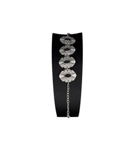 Bileklik, Gümüş Kaplamalı, Ayarlanabilir, Unisex Bileklik ( Siyah Taşlı Bileklik )