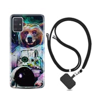 Samsung a71 A72 A73 A7 A9 2018 C7 C9 Kılıf Boyun Askılı Silikon Astronot Panda 1755