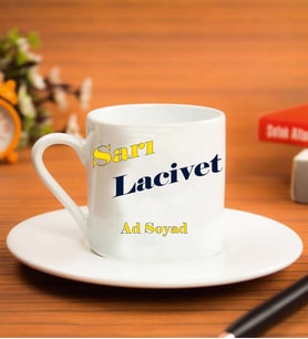 Kişiye Özel Sarı Lacivert Taraftar İsim Soyisim Tasarımlı Türk Kahve Fincanı