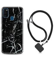 Samsung M21 M22 M23 M30 M31S M32 Kılıf Boyun Askılı Silikon Black Marble 3 1382