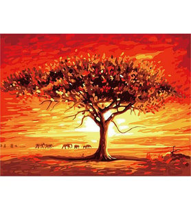 Yaşam Ağacı Sayılarla Boyama Seti 40x50 cm (Tuvale Gerili)