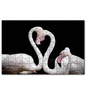 Cakapuzzle Zarif Boyunlarıyla Beyaz Flamingolar Puzzle Yapboz MDF (Ahşap) (120 Parça)