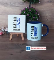 Babaya Hediye Dekoratif Taş, Kupa Bardak Kırmızı Hediye (Model 2)