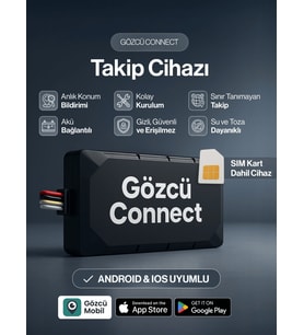 Gözcü Mobil Connect Takip Cihazı Anlık Konum Takibi Geçmişe Dönük Veri Araç Motor Gizli Takip Cihazı Geofenceli (Siyah)