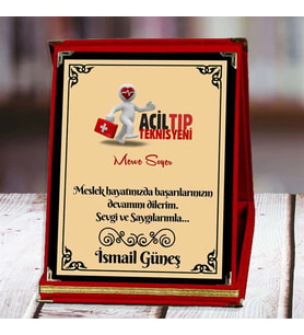 Acil Tıp Teknisyeni Baskılı Plaket (1. Tasarım)  Kişiye Özel (Kırmızı)